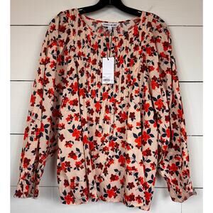 Elizabeth and James Floral Blouse in Cream, Red, Navy